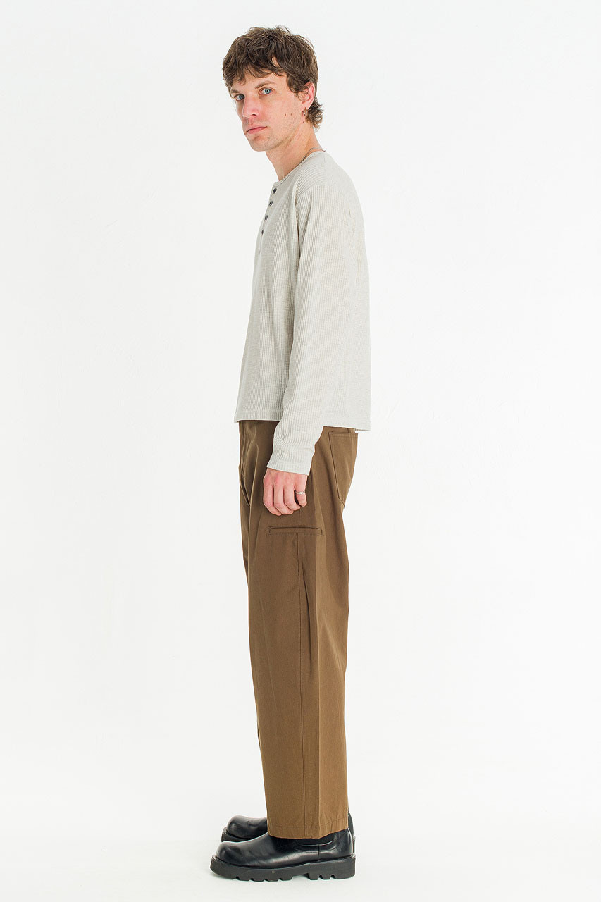 Menswear | Waffle Crop Henley Tee, Stone