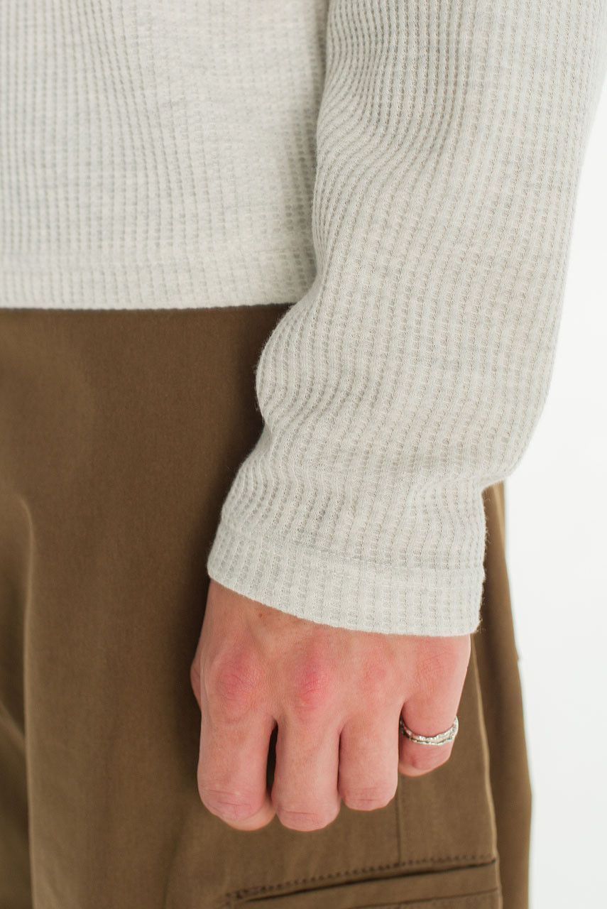 Menswear | Waffle Crop Henley Tee, Stone