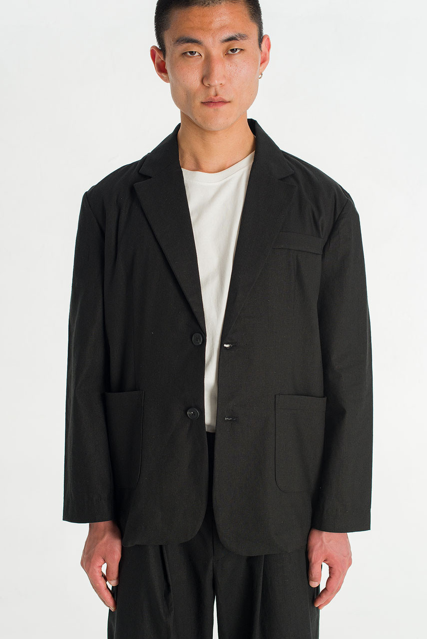 Menswear | Linen Blazer, Black