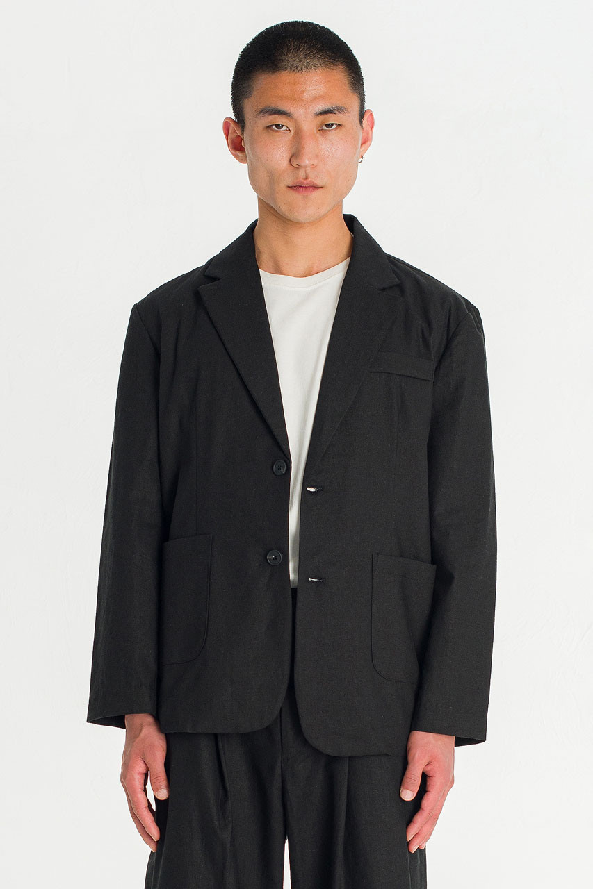 Menswear | Linen Blazer, Black