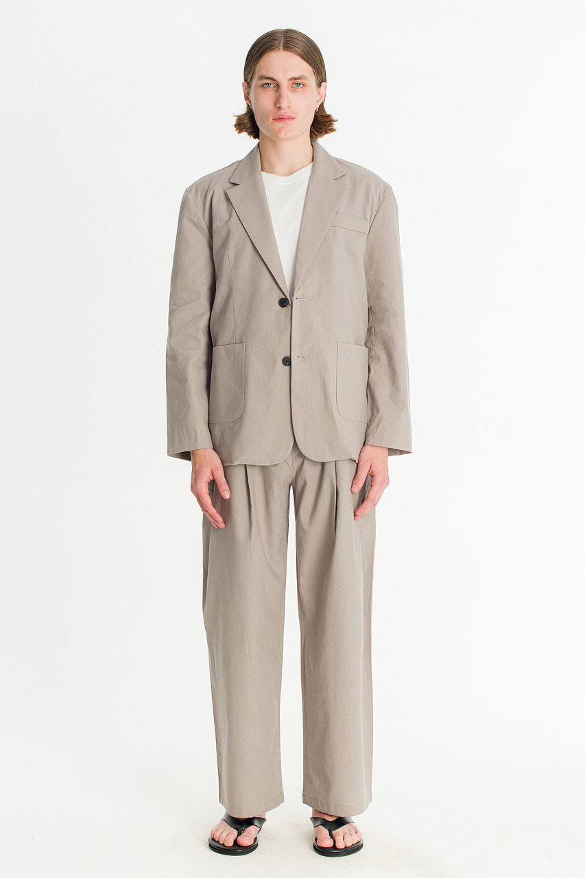 Menswear | Linen Blazer, Khaki Grey