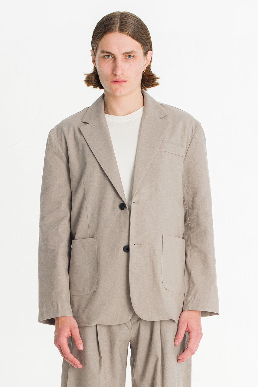Menswear | Linen Blazer, Khaki Grey