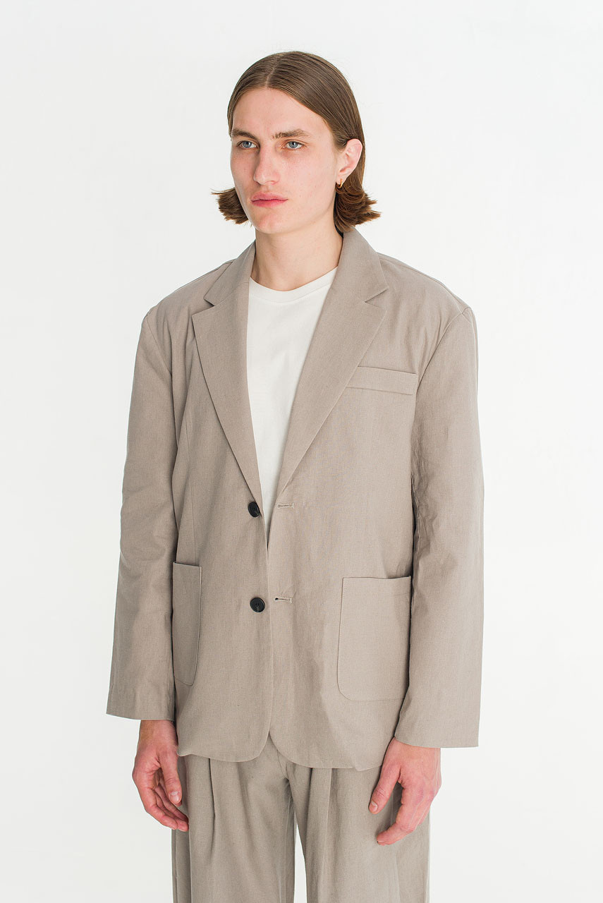 Menswear | Linen Blazer, Khaki Grey