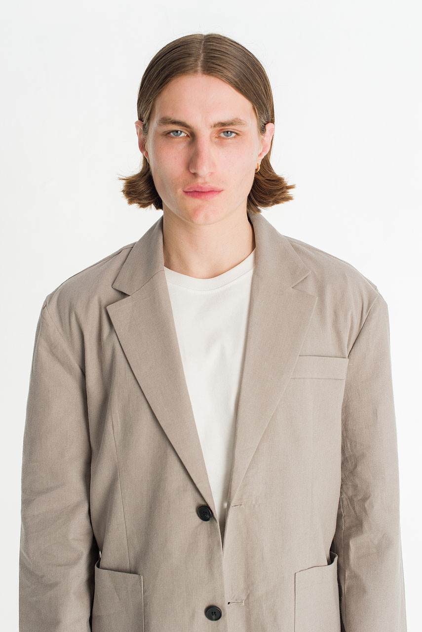 Menswear | Linen Blazer, Khaki Grey