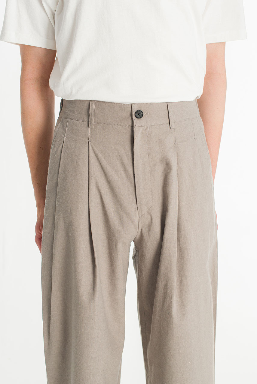 Menswear | Linen Combi Slacks, Khaki Grey
