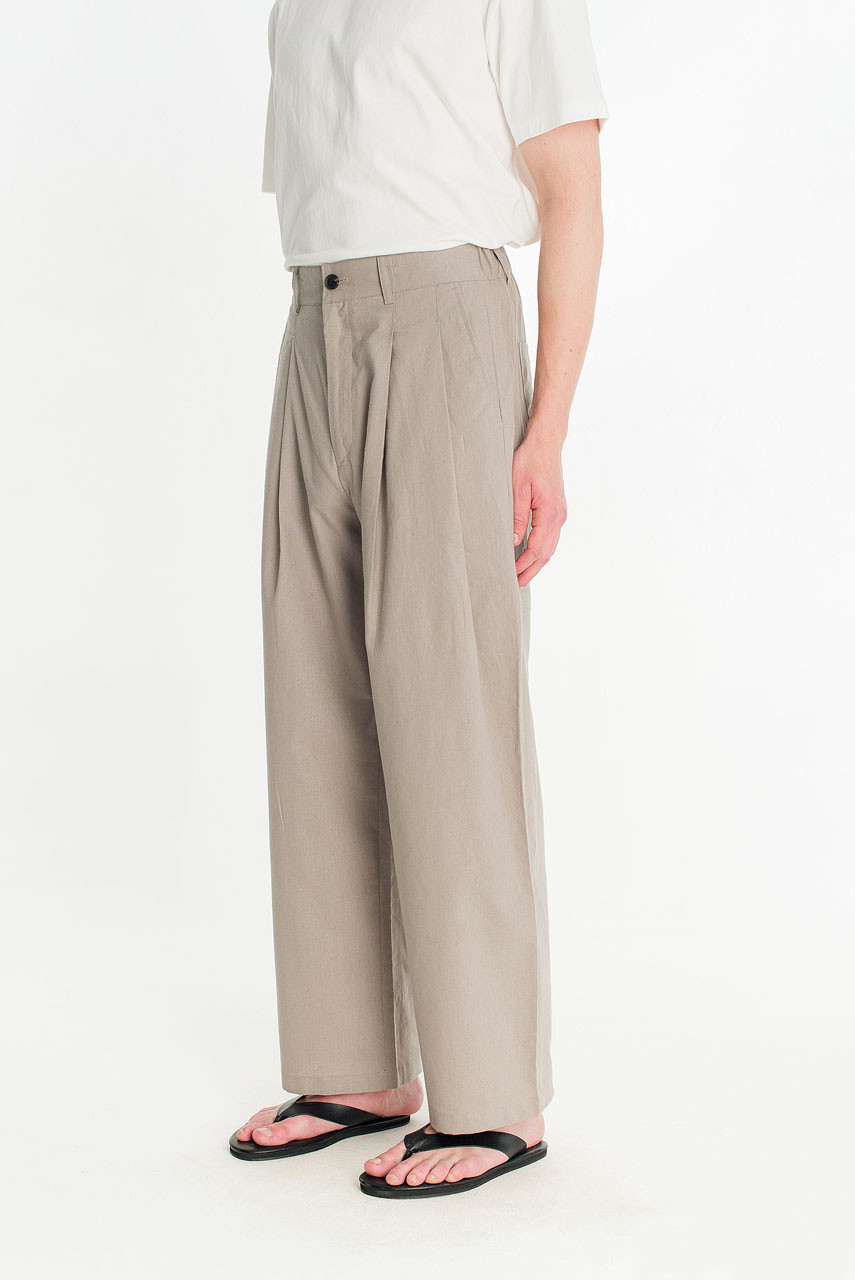 Menswear | Linen Combi Slacks, Khaki Grey