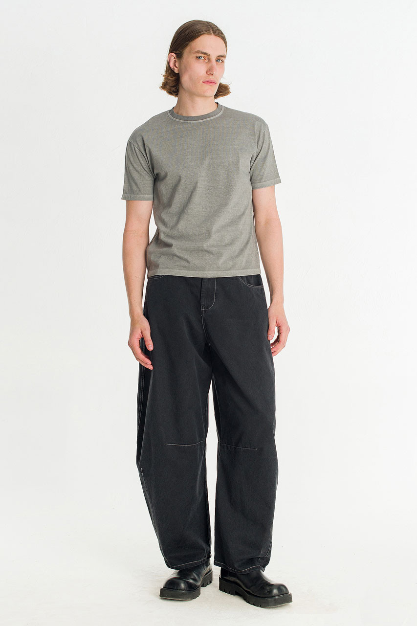Menswear | Pigment-Dyed Crop Tee, Grey