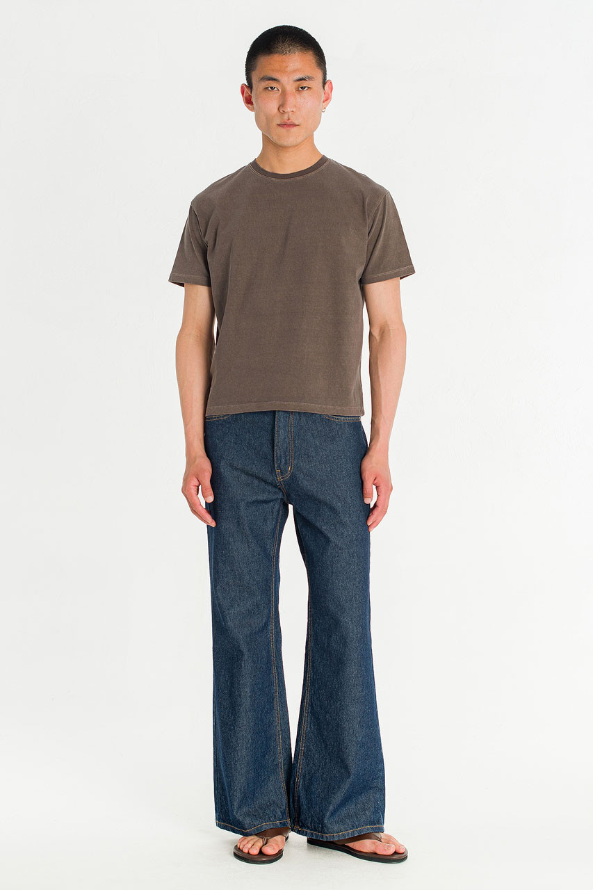 Menswear | Pigment-Dyed Crop Tee, Brown