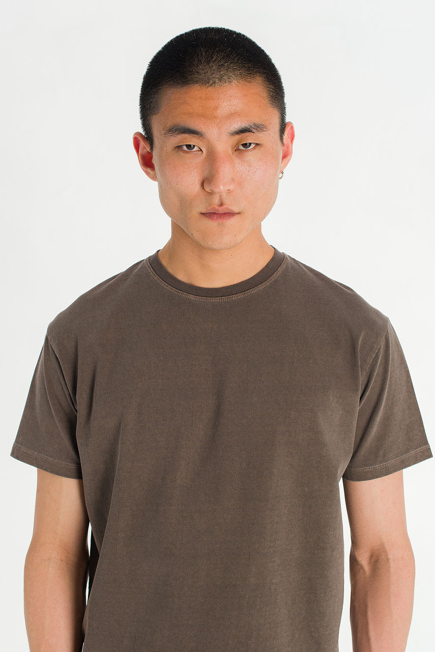 Menswear | Pigment-Dyed Crop Tee, Brown