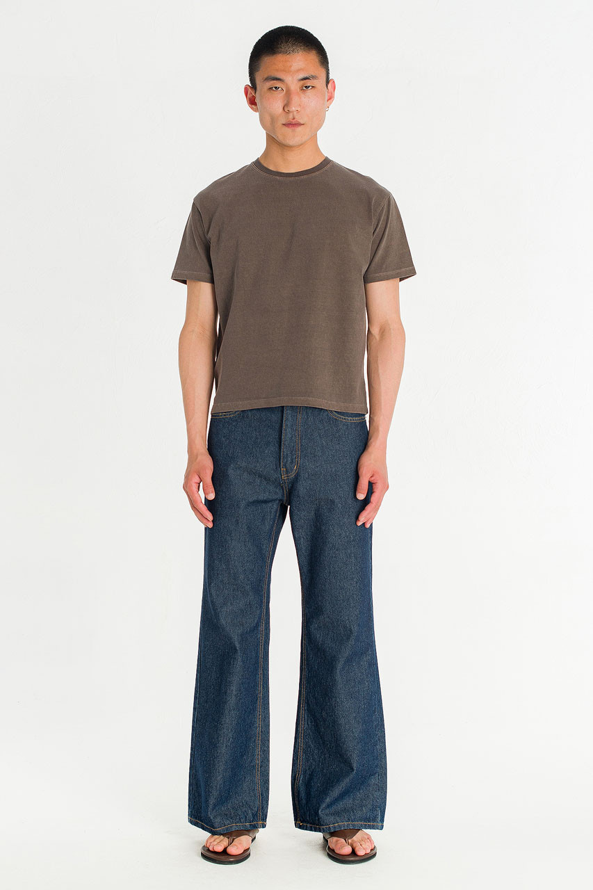 Menswear | Pigment-Dyed Crop Tee, Brown