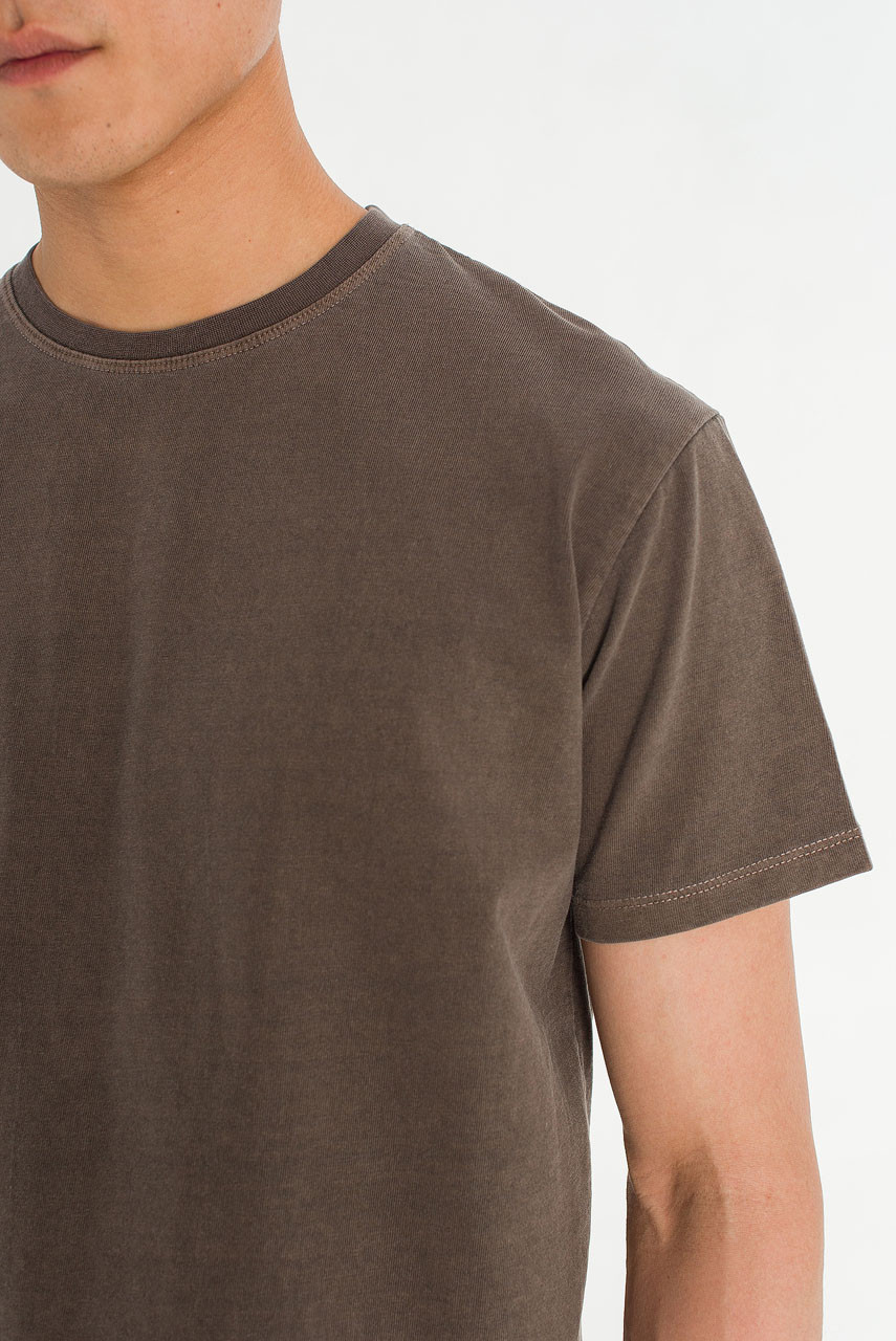 Menswear | Pigment-Dyed Crop Tee, Brown