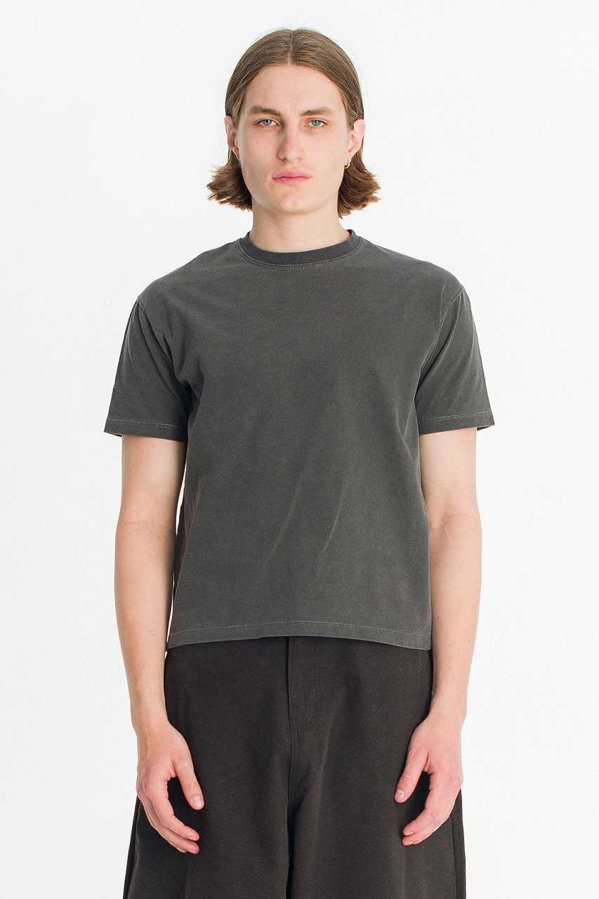 Menswear | Pigment-Dyed Crop Tee, Charcoal