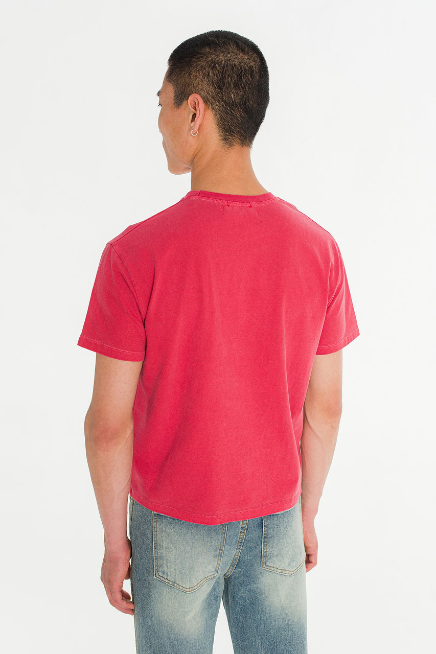 Menswear | Pigment-Dyed Crop Tee, Coral Pink