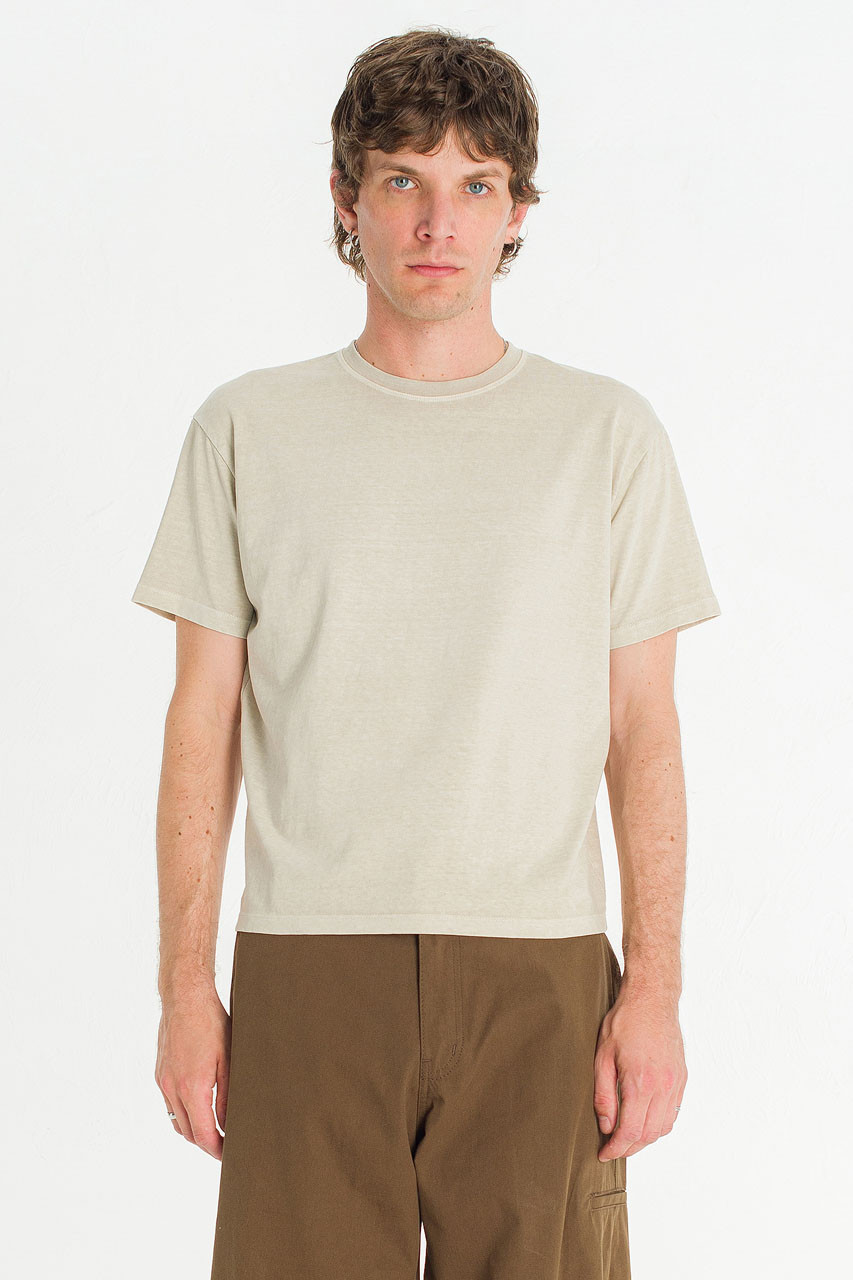 Menswear | Pigment-Dyed Crop Tee, Cream