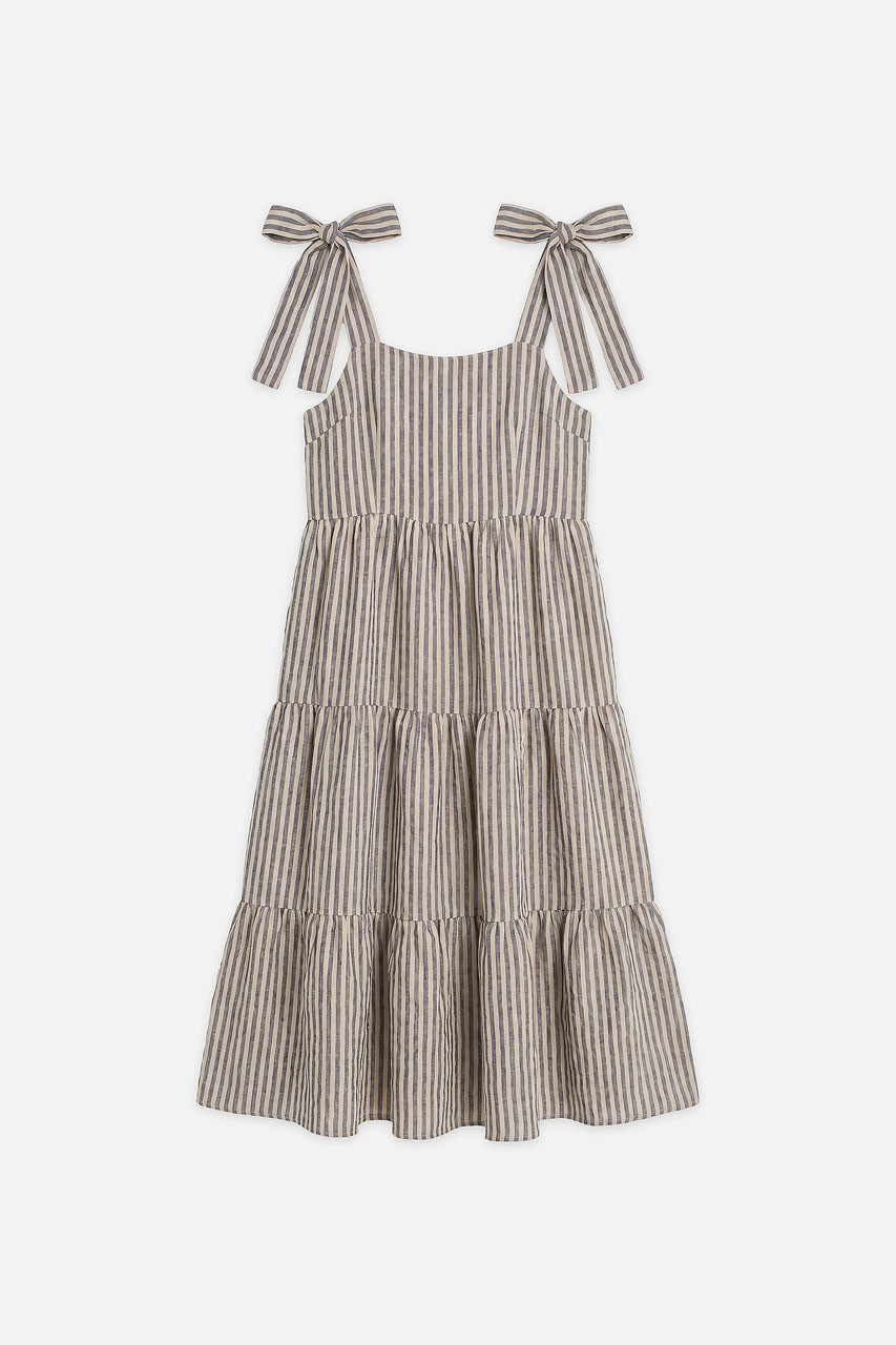 Belle Ribbon Dress, Navy Stripe