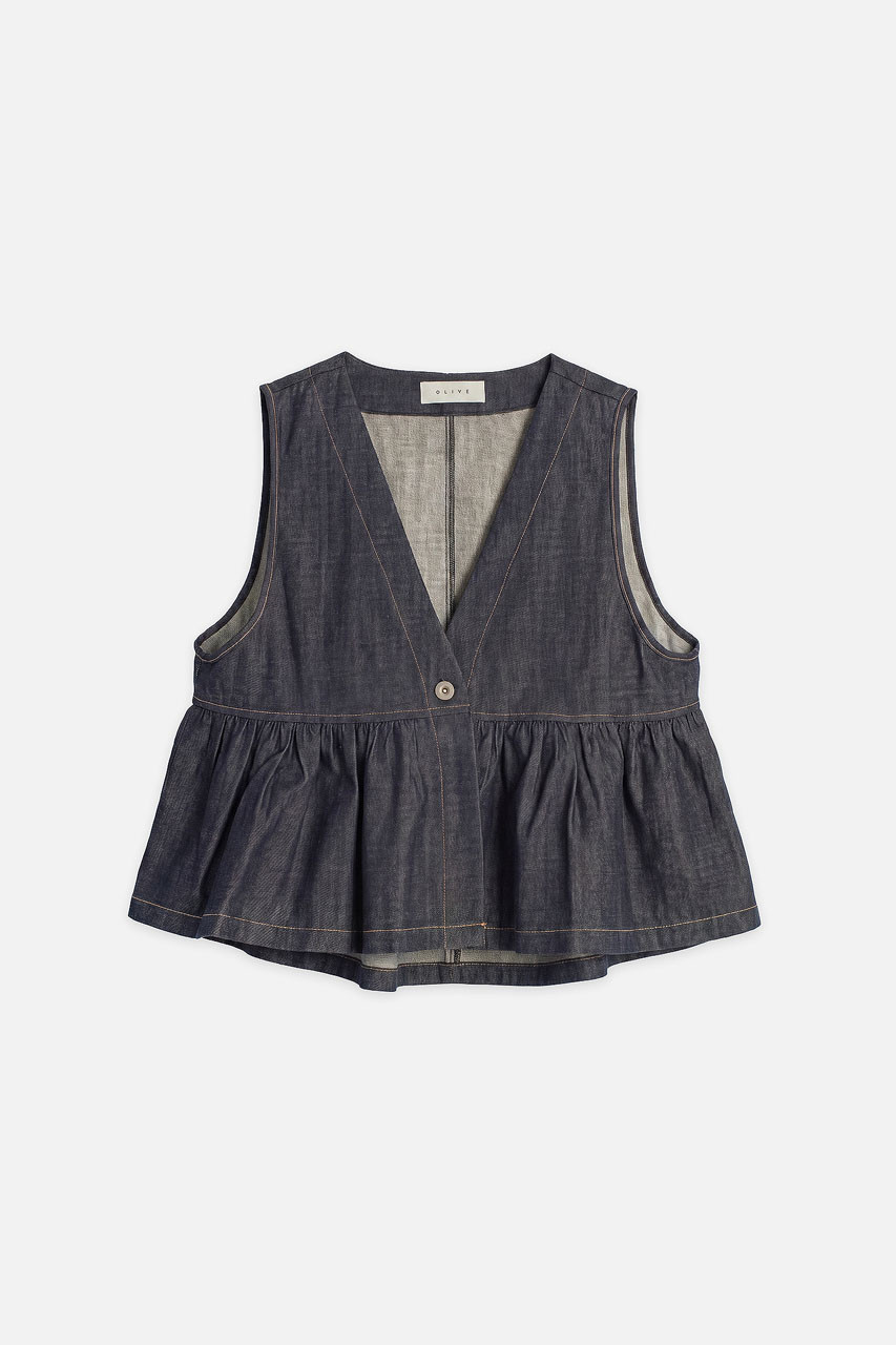 Lunel Raw Denim Vest , Indigo