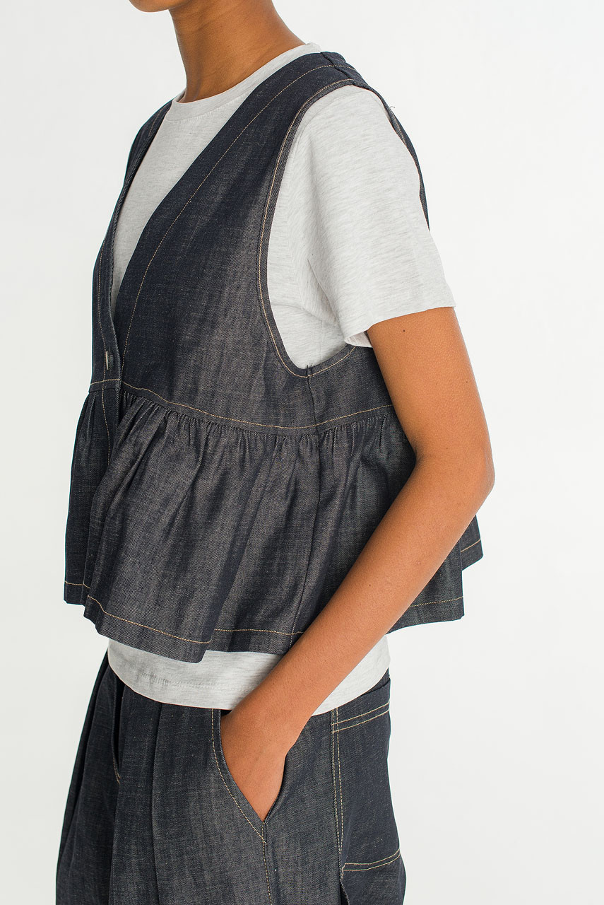 Lunel Raw Denim Vest , Indigo