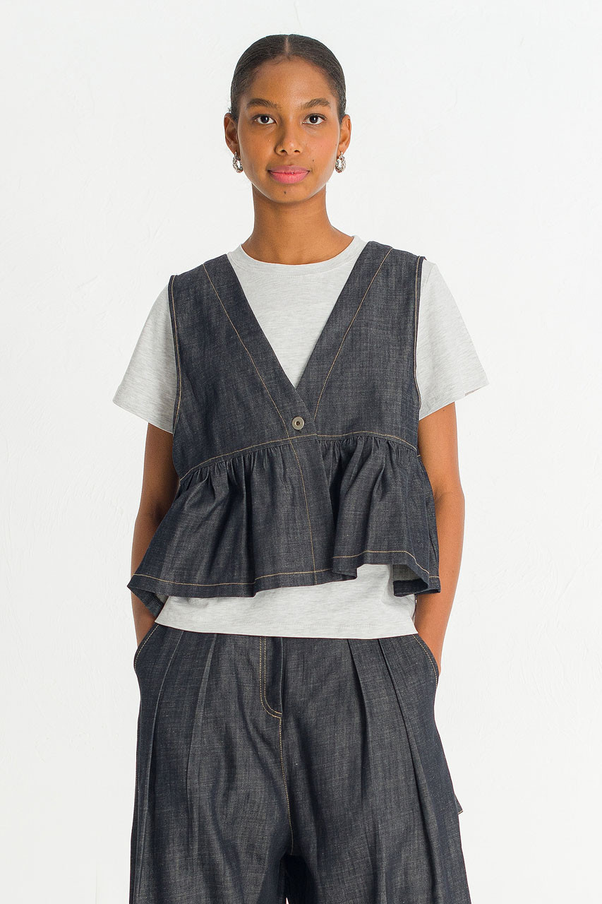 Lunel Raw Denim Vest , Indigo