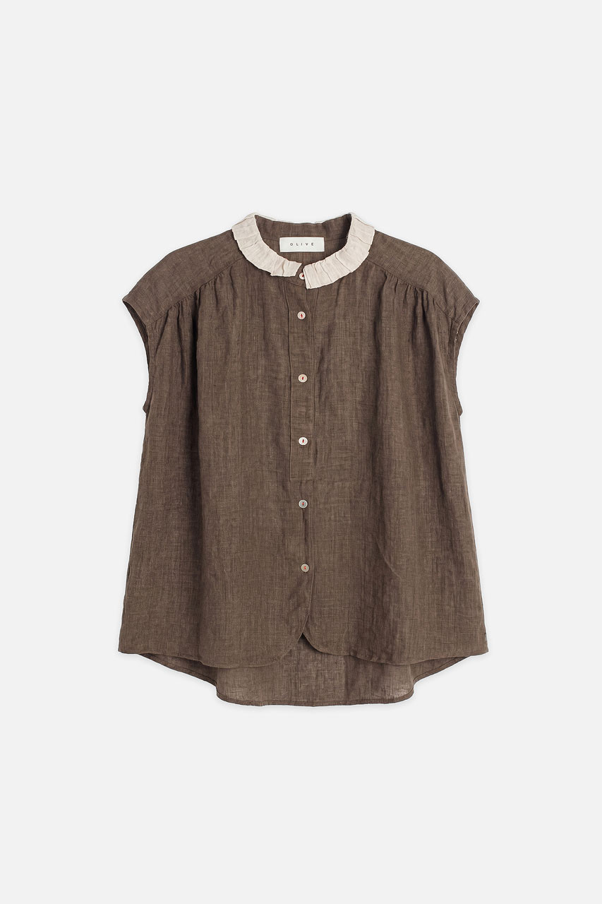 Rosanne Linen Blouse, Brown
