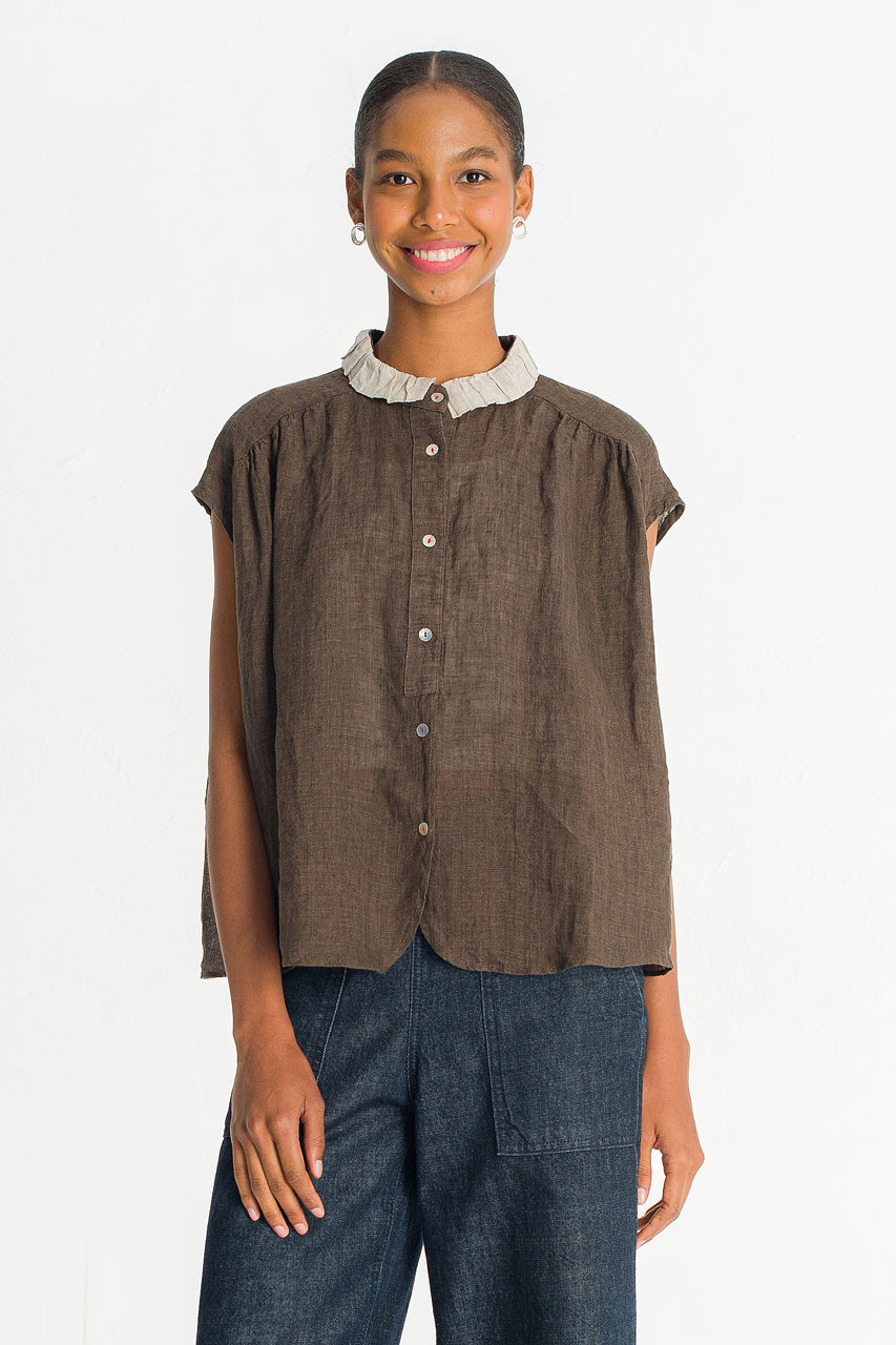 Rosanne Linen Blouse, Brown