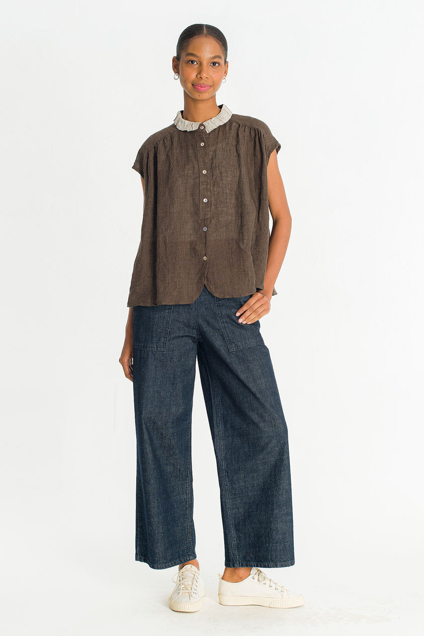 Rosanne Linen Blouse, Brown