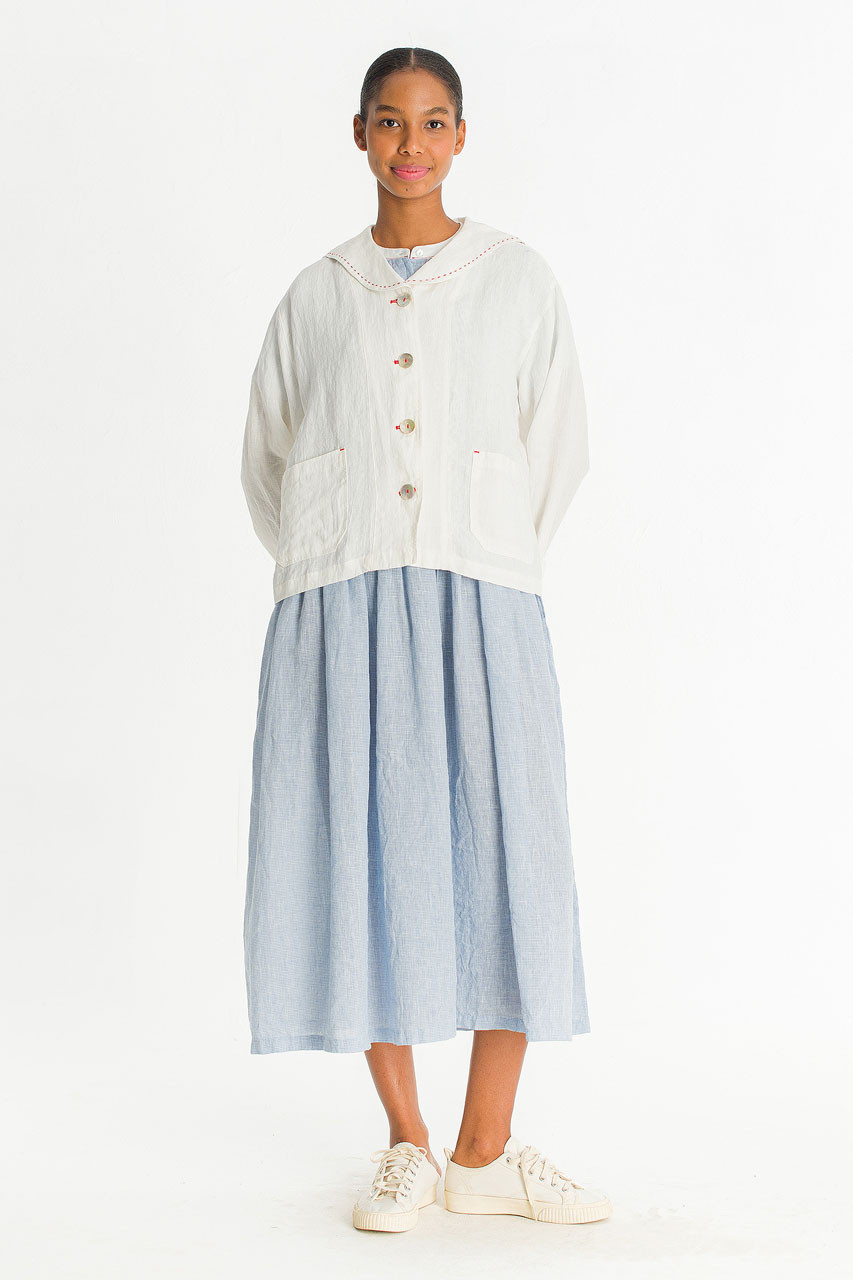 Rosaire Linen Sailor Jacket, Ivory