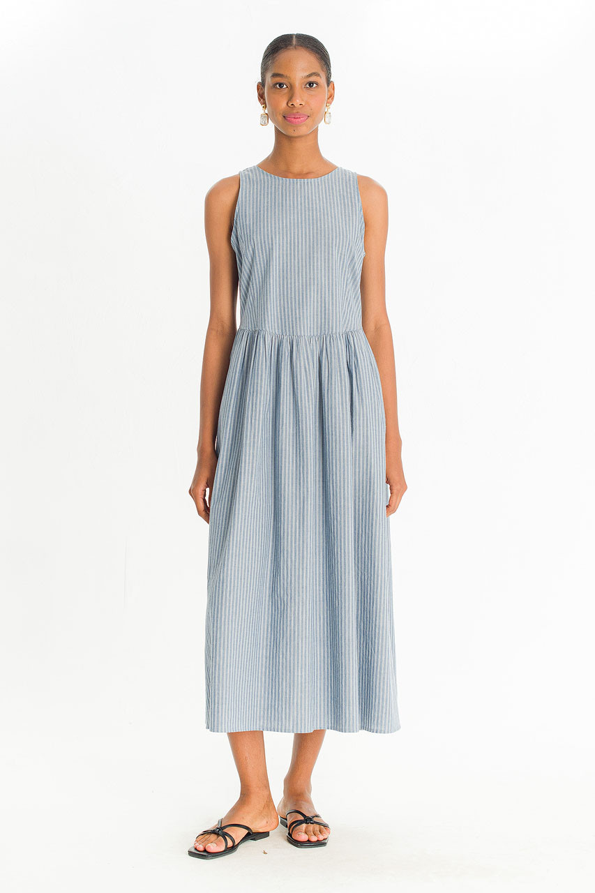 Granada Stripe Sleeveless Dress, Blue