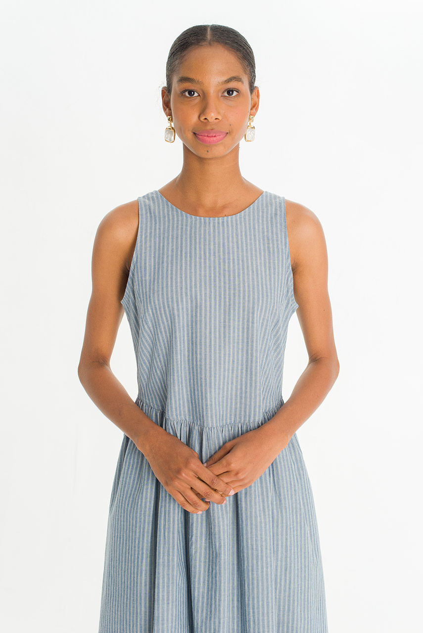 Granada Stripe Sleeveless Dress, Blue