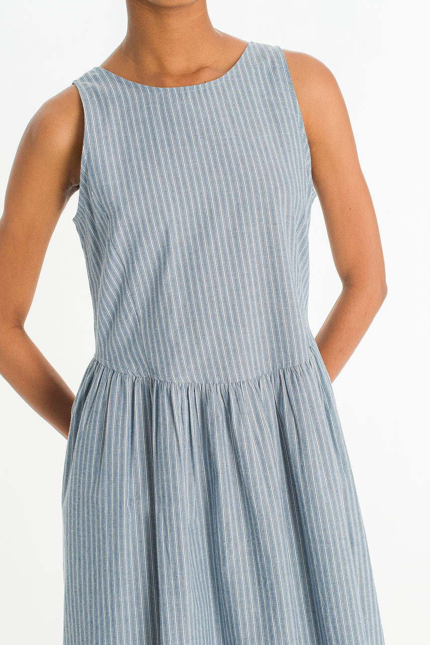 Granada Stripe Sleeveless Dress, Blue