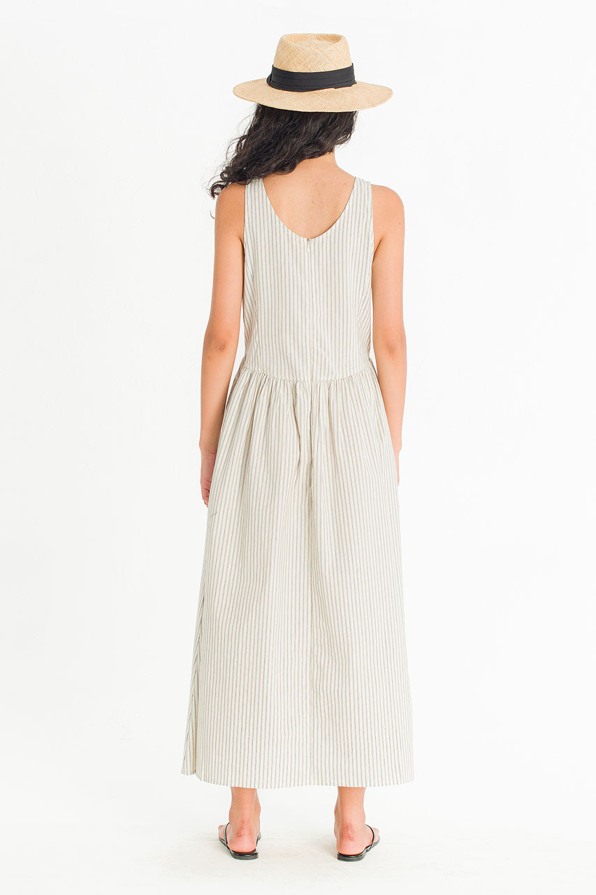 Granada Stripe Sleeveless Dress, Natural