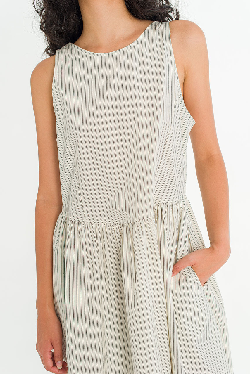 Granada Stripe Sleeveless Dress, Natural