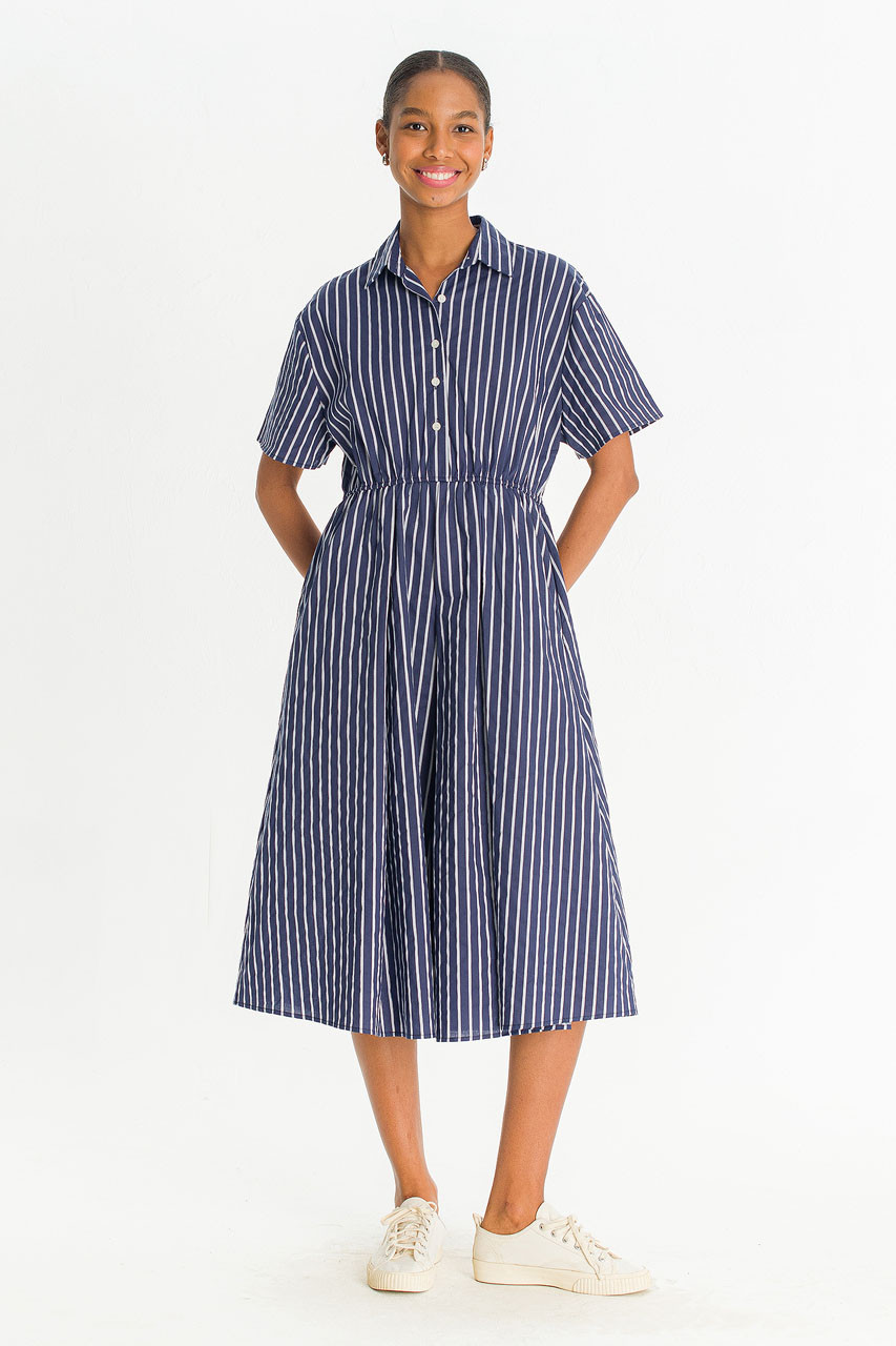 Noa Stripe Shirt Dress, Navy