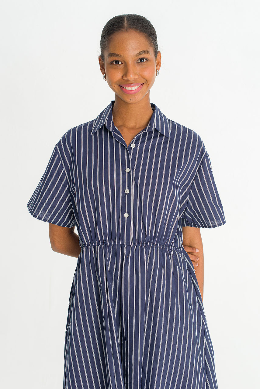 Noa Stripe Shirt Dress, Navy