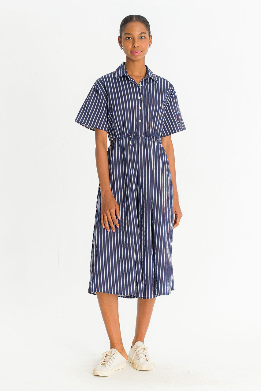 Noa Stripe Shirt Dress, Navy