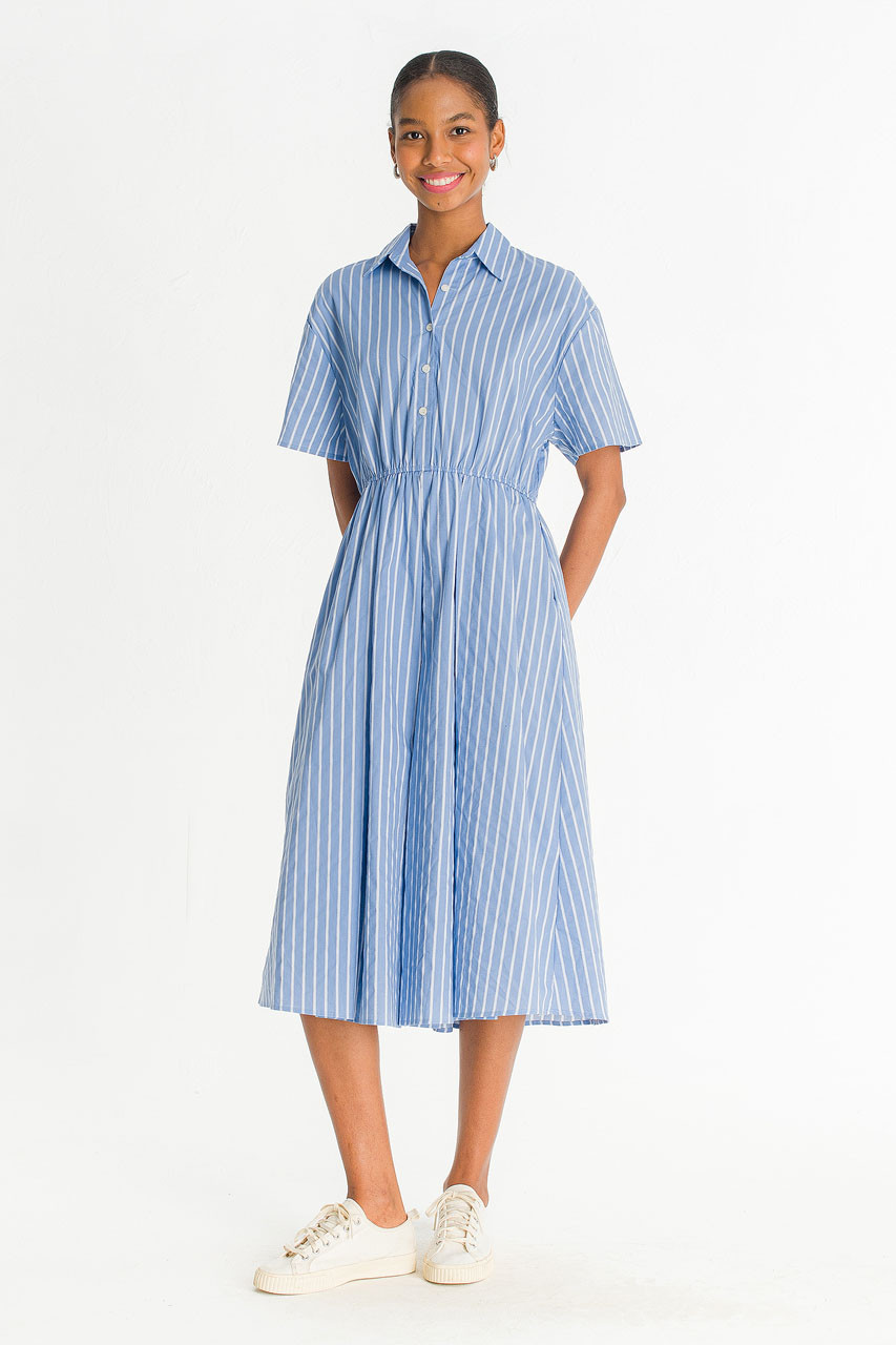 Noa Stripe Shirt Dress, Blue
