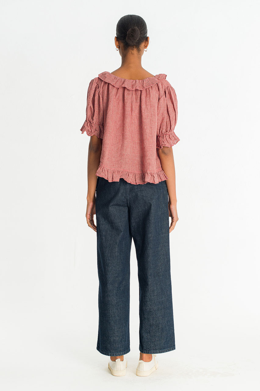 Vien Check Blouse, Red