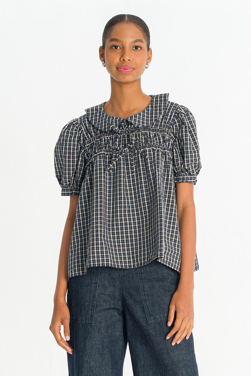 Yuha Check Shirt, Navy/Ivory