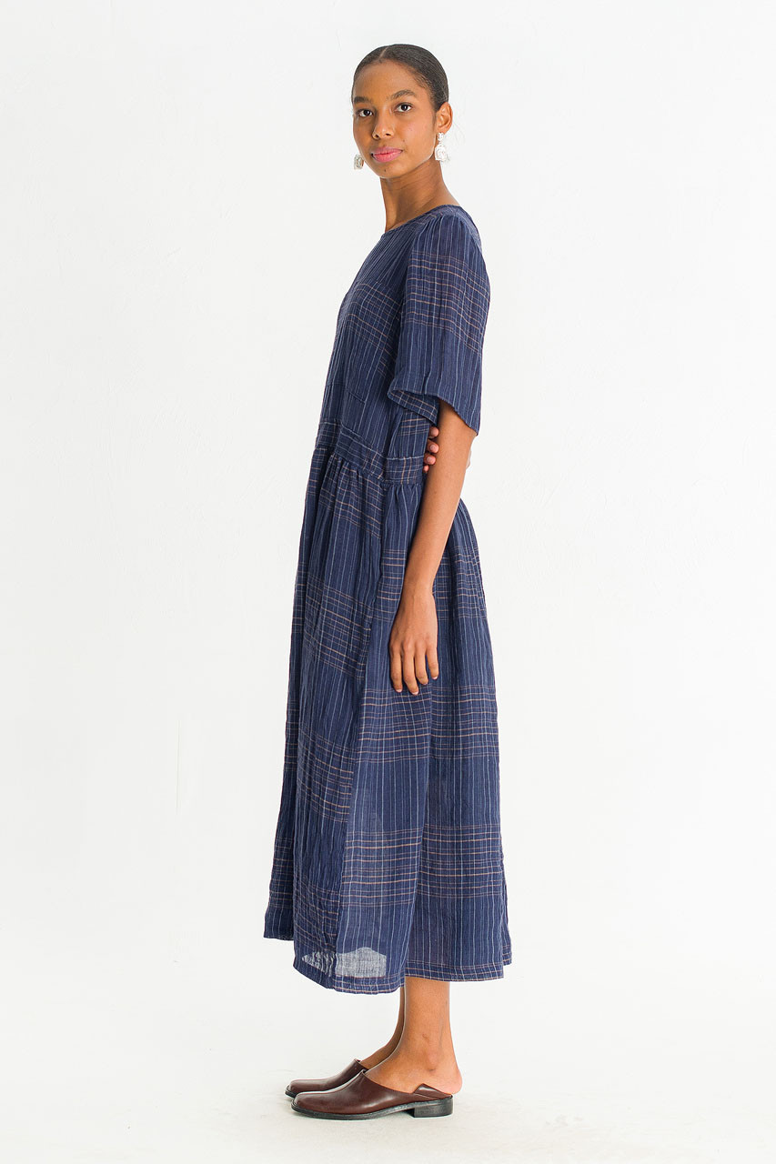Coen Check Dress, Navy