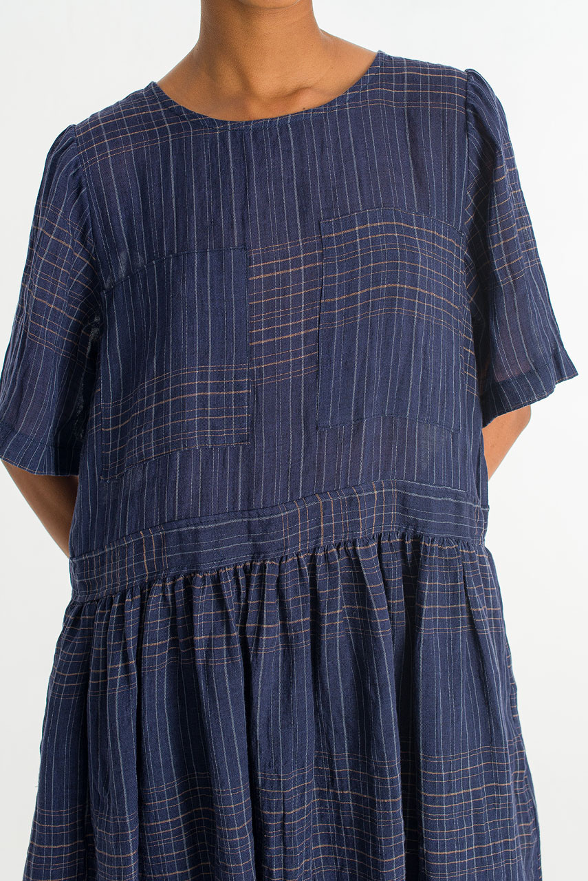 Coen Check Dress, Navy