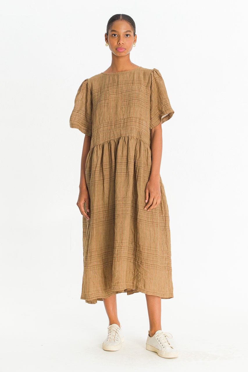 Coen Check Dress, Beige