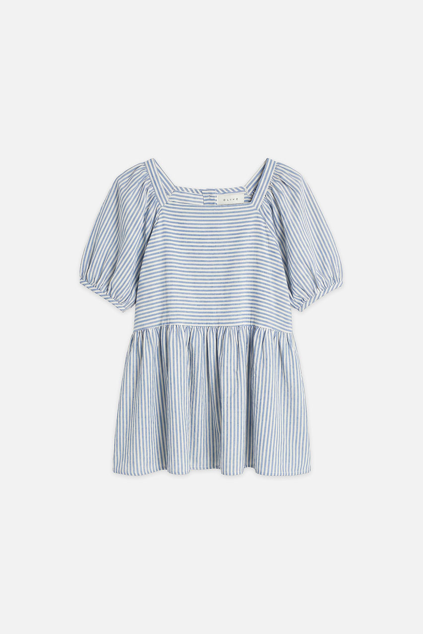 Candy Stripe Cotton Tunic, Blue