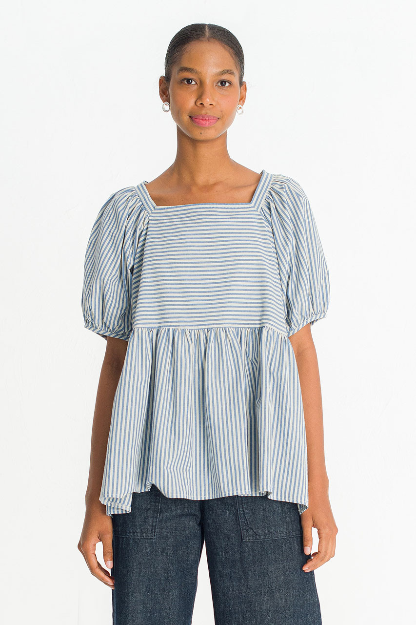 Candy Stripe Cotton Tunic, Blue