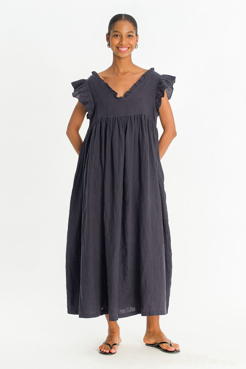 Frill Detail Sleeveless  Dress, Navy