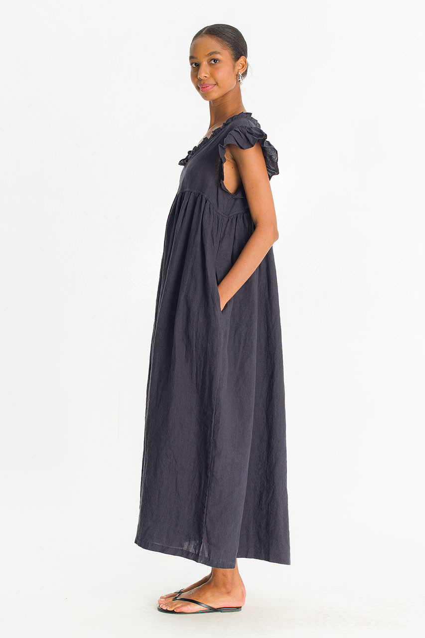 Frill Detail Sleeveless  Dress, Navy