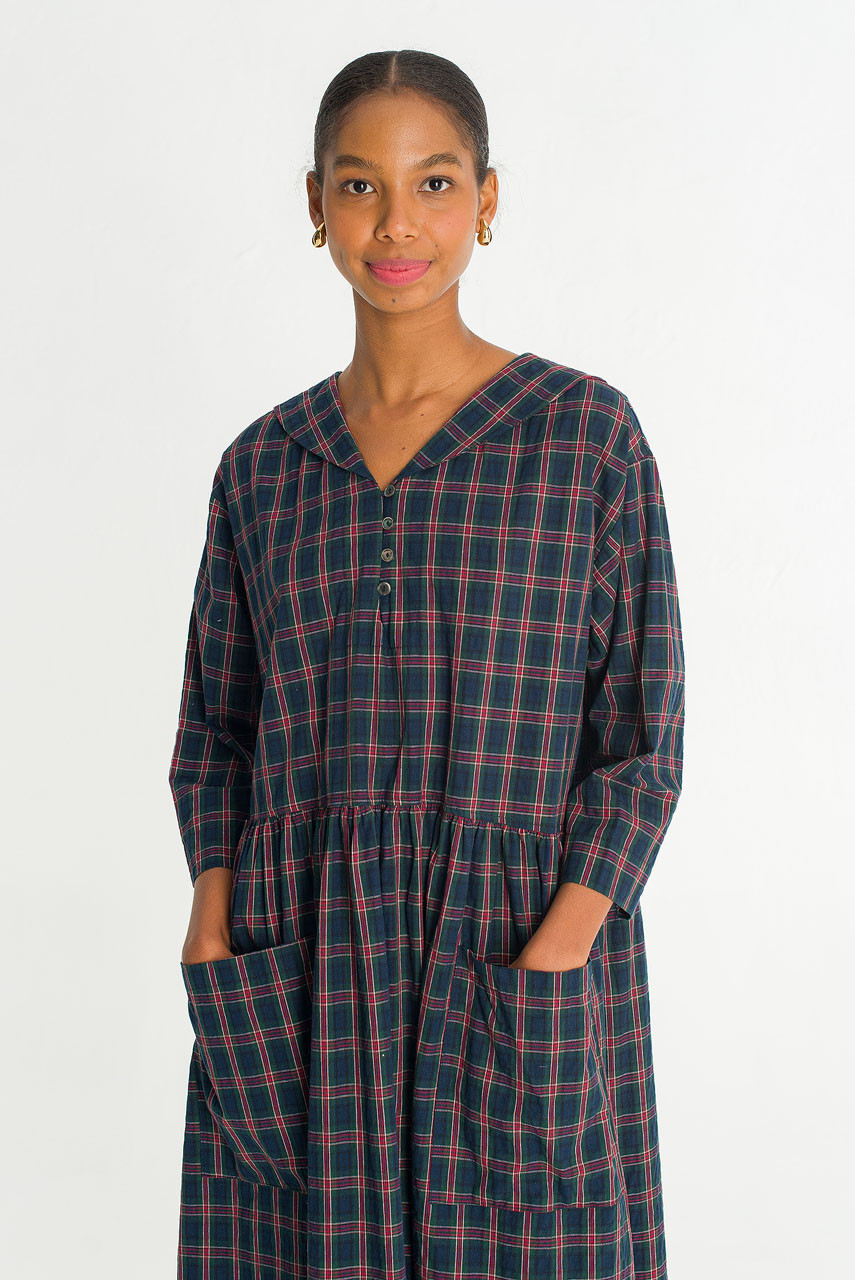 Roi Check Sailor Dress, Green