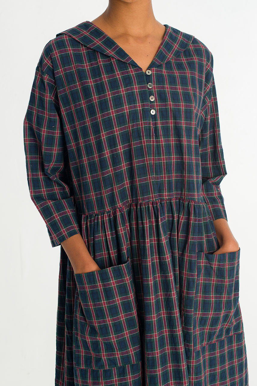 Roi Check Sailor Dress, Green