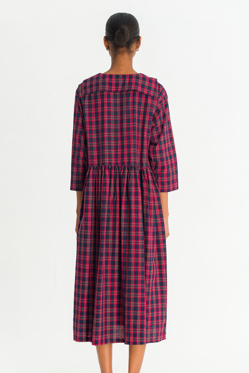 Roi Check Sailor Dress, Red