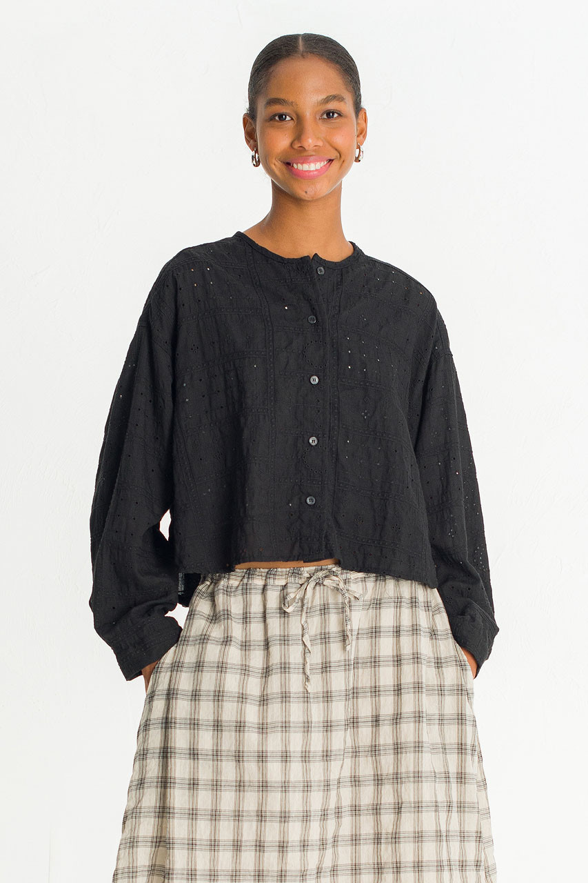 Lua Embroidery Blouse, Black