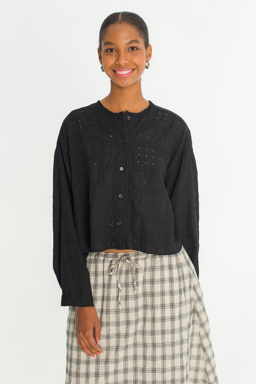 Lua Embroidery Blouse, Black