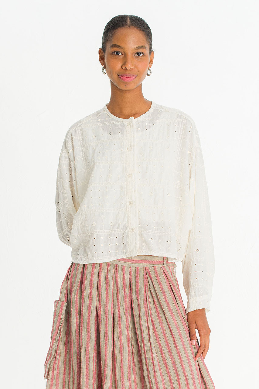 Lua Embroidery Blouse, Ivory